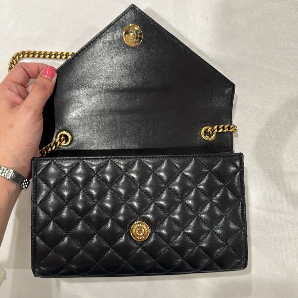 AUTHENTIC YSL SAINT LAURANT ENVELOPE SMALL IN QUILTED GRAIN EMBOSSED LEATHER - Picture 12 of 12